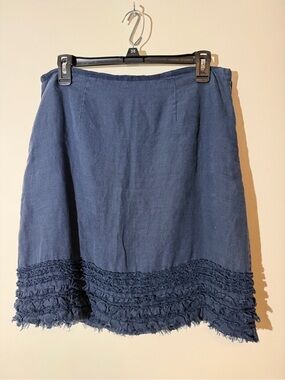 Tommy Bahama Navy A-Line Skirt with Fringe Hem